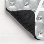 Zilver  Roze Monogram Naam Mousepad Muismat (Hoek)