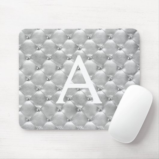 Zilver Roze Monogram Naam Mousepad Muismat (Met muis)