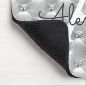 Zilver  Roze Monogram Naam Mousepad Muismat (Hoek)