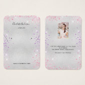 Zilver roze oorbellen foto display kaart (Voorkant /achterkant)