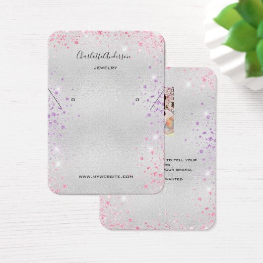 Zilver roze oorbellen foto display kaart (Bureau)
