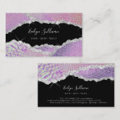 Zilver roze paars leder visitekaartje (Voorkant / Achterkant)