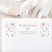 Zilver & Roze Sneeuwvlokken Winter Onederland Vaka Etiket (Insitu)