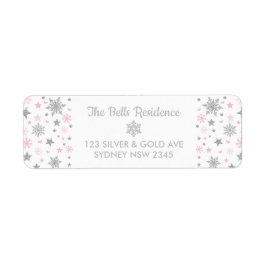 Zilver & Roze Sneeuwvlokken Winter Onederland Vaka Etiket