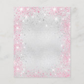 Zilver roze tweeling bloemige budget doopuitnodigi flyer (Achterkant)