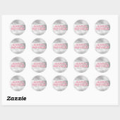 Zilver roze verjaardag 3d wenst meisjesfeest ronde sticker (Vel)