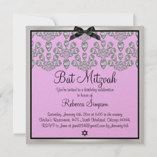 Zilver & Roze Voor Altijd Diamanten Bat Mitzvah Ui Kaart