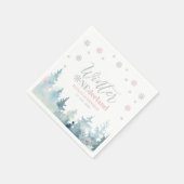 Zilver & Roze Winter Onederland 1e verjaardag Servet (Hoek)