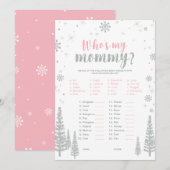 Zilver & Roze Winter Wonderland Baby shower Game Kaart (Voorkant / Achterkant)
