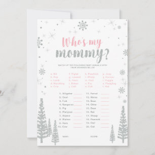 Zilver & Roze Winter Wonderland Baby Shower Spel Kaart