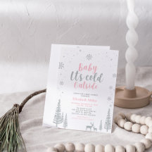 Zilver & Roze Winter Wonderland Meisje Baby Shower