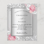 Zilver roze witte florale bruidebruinbruidebruinbr flyer (Voorkant)