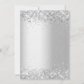 Zilver roze witte floralen luxueuze bruiloft kaart (Achterkant)