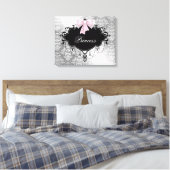 Zilver Roze Zwart Damast Prinses Canvas Afdruk (Insitu (Slaapkamer))