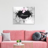 Zilver Roze Zwart Damast Prinses Canvas Afdruk (Insitu (Woonkamer))