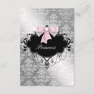 Zilver Roze Zwarte Prinses Baby Meisje Shower RSVP Kaartje