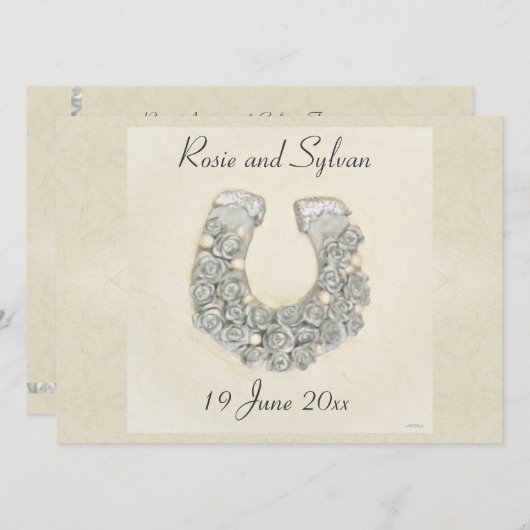 Zilver Rozen Hoefijzer Weddenschap Kaart (Voorkant / Achterkant)