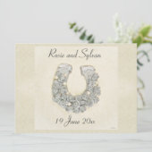 Zilver Rozen Hoefijzer Weddenschap Kaart (Staand voorkant)