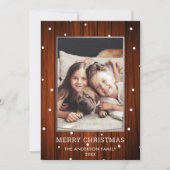 Zilver | Rustisch landhout FotoKerstmis Feestdagenkaart (Voorkant)