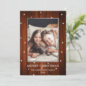 Zilver | Rustisch landhout FotoKerstmis Feestdagenkaart (Staand voorkant)