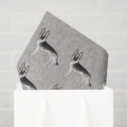 Zilver Sable Duitse Herder Cartoon Hond Patroon Tissuepapier (Cadeauzakje)