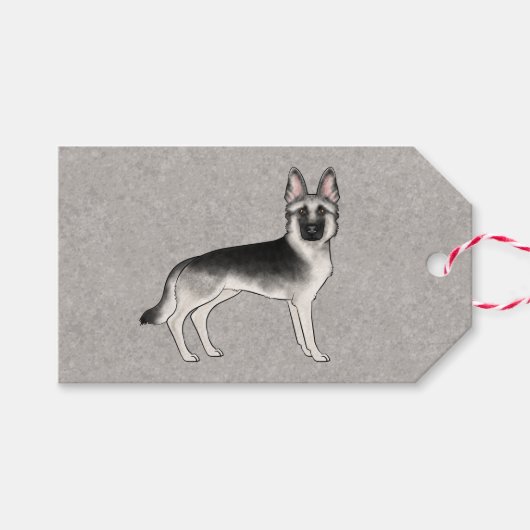 Zilver Sable Duitse Herder Cute Cartoon Hond Cadeaulabel (Voorkant (Horizontaal))