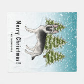Zilver Sable Duitse Herder in de Winter met Naam Fleece Deken (Voorkant (Horizontaal))