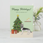 Zilver Sable Duitse Herder Kerstmis Feestdagenkaart (Staand voorkant)