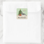 Zilver Sable Duitse Herder Kerstmis Vierkante Sticker (Tas)