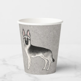 Zilver Sable Duitse Herder Mooie Cartoon Hond Papieren Bekers