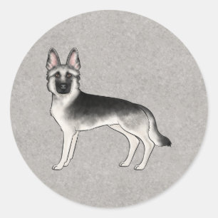 Zilver Sable Duitse Herder Mooie Cartoon Hond Ronde Sticker
