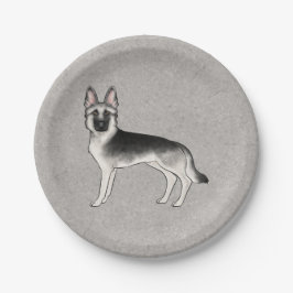 Zilver Sable Duitse Herder Schattige Cartoon GSD H Papieren Bordje