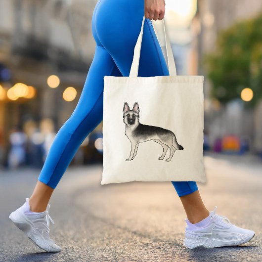 Zilver Sable Duitse Herder Schattige Cartoon GSD H Tote Bag