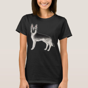 Zilver Sable Duitse Herder Schattige Cartoon Hond T-shirt