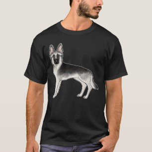 Zilver Sable Duitse Herdershond Cartoon Hond Teken T-shirt