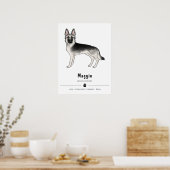 Zilver Sable Duitse Herdershond En Aangepaste Teks Poster (Keuken)