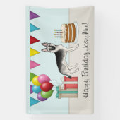 Zilver Sable Duitse Herdershond Gefeliciteerd Verj Spandoek (Verticaal)