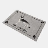 Zilver Sable Duitse Herdershond met aangepaste tek Deurmat (Schuin)