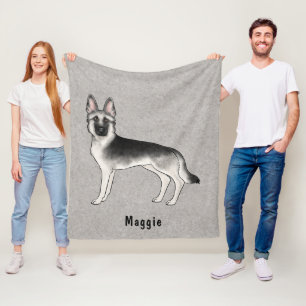 Zilver Sable Duitse Herdershond met aangepaste tek Fleece Deken