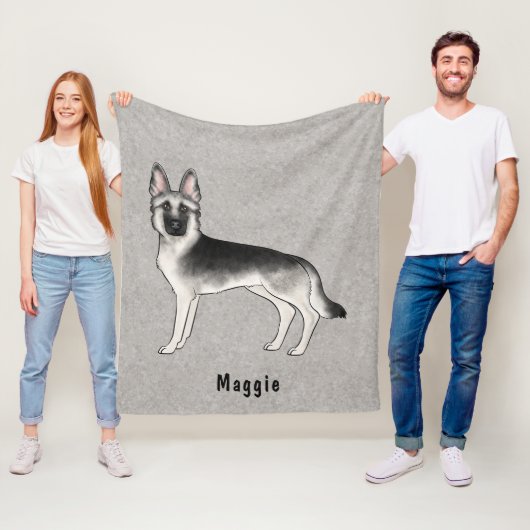 Zilver Sable Duitse Herdershond met aangepaste tek Fleece Deken (In situ)