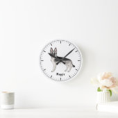 Zilver Sable Duitse Herdershond met aangepaste tek Ronde Klok (Huis)