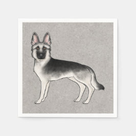 Zilver Sable Duitse Herdershond Schattige Cartoon  Servet