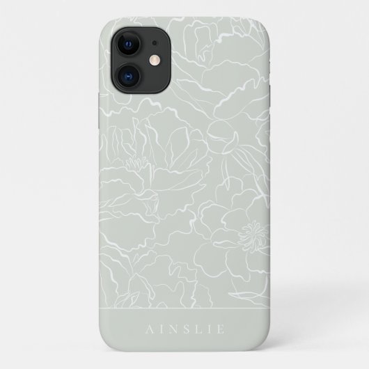 Zilver Sage Bloemmotief Persoonlijk Case-Mate iPhone Case (Achterkant)