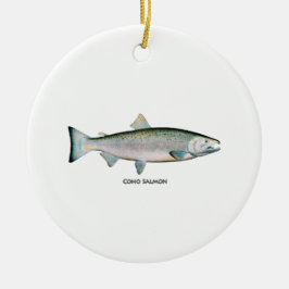 Zilver Salmon (oceaanfase) Keramisch Ornament