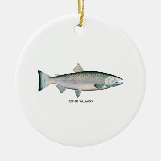 Zilver Salmon (oceaanfase) Keramisch Ornament (Voorkant)