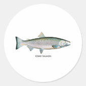 Zilver Salmon (oceaanfase) Ronde Sticker (Voorkant)