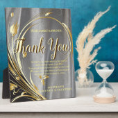 Zilver satin & Gold flower bedankt Fotoplaat (Zijkant)