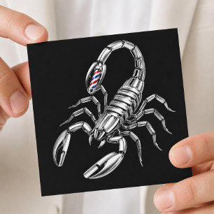 Zilver Schorpioen Scheermes Kapperszaak Logo Hair Vierkante Visitekaartje