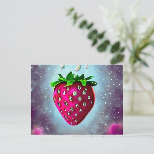 Zilver Seed Strawberry Briefkaart (Staand voorkant)