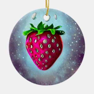 Zilver Seed Strawberry Keramisch Ornament
